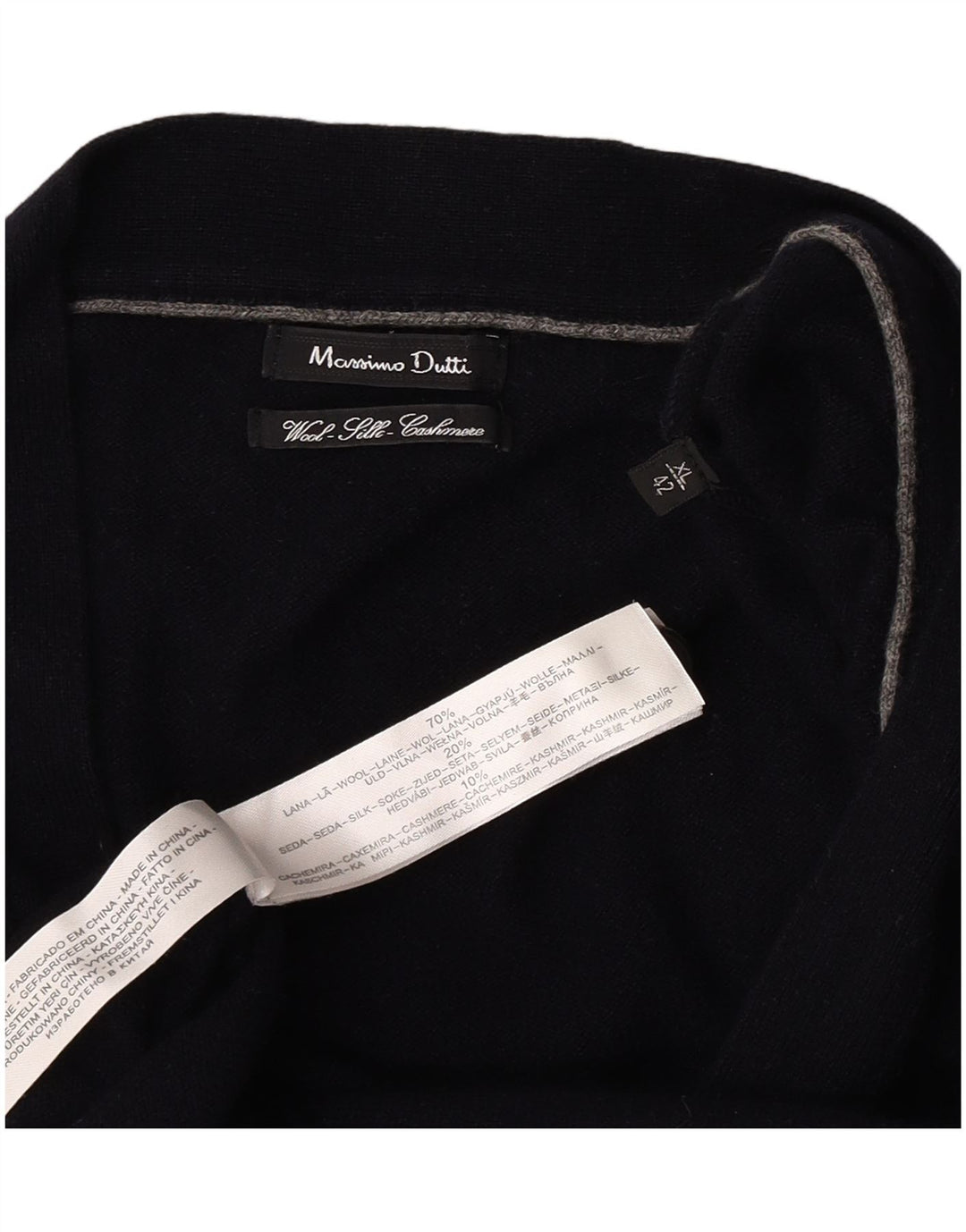 Suéter cardigã masculino Massimo Dutti XL lã azul marinho