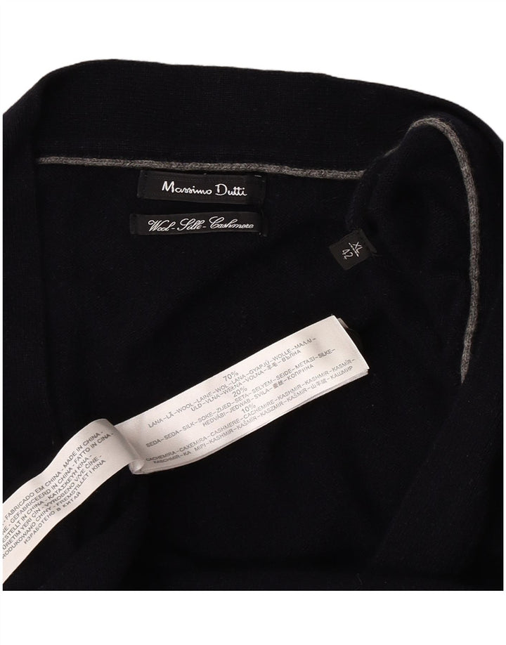 Suéter cardigã masculino Massimo Dutti XL lã azul marinho