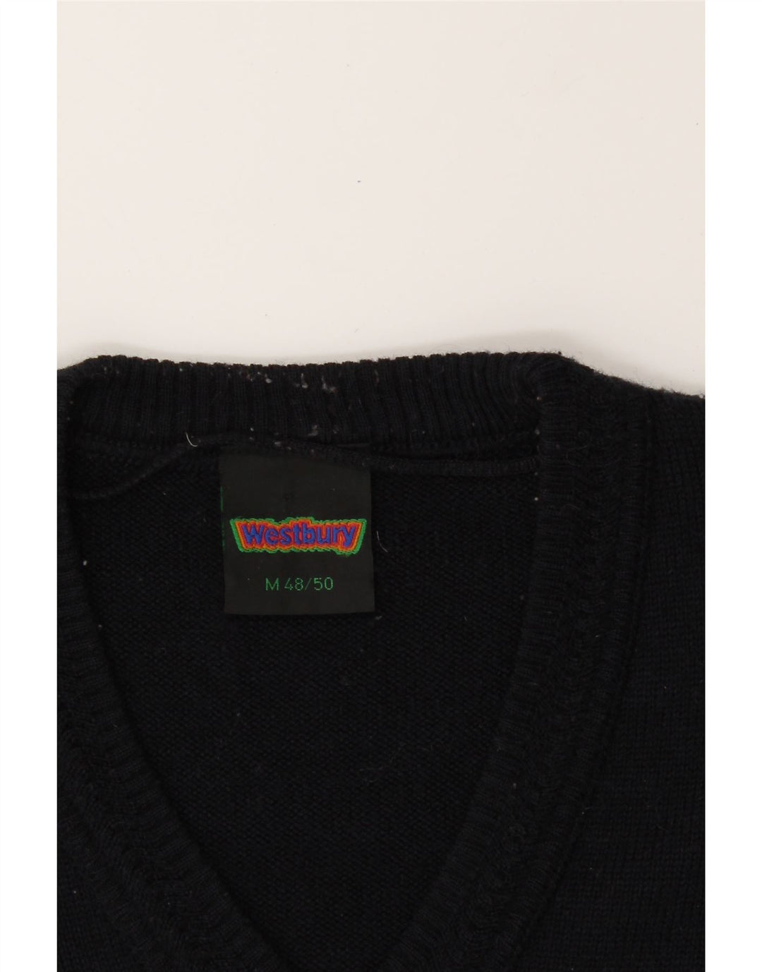 WESTBURY Mens V-Neck Jumper Sweater IT 48/50 Medium Navy Blue Wool Vintage WESTBURY and Second-Hand WESTBURY from Messina Hembry 
