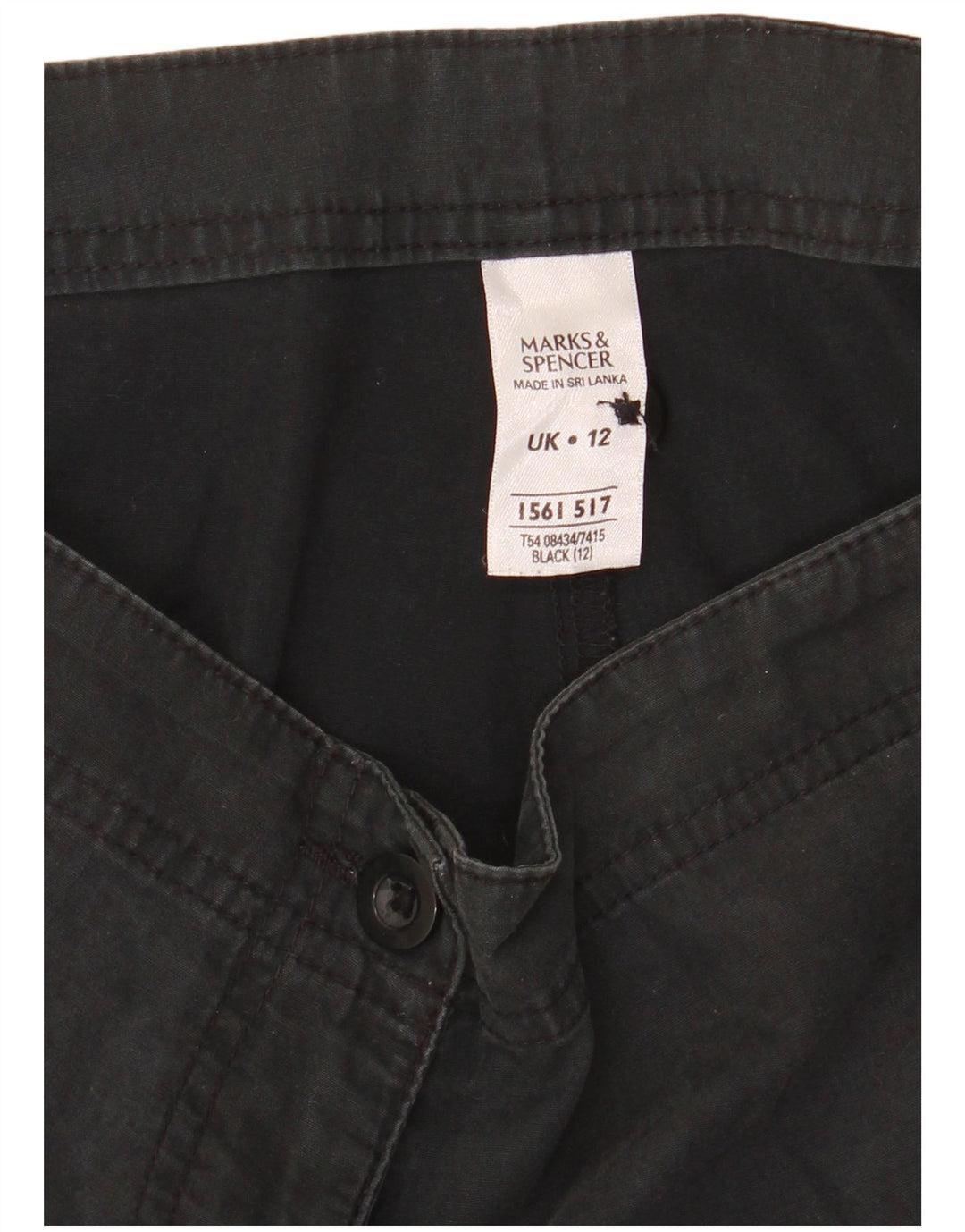 Shorts chino feminino Marks & Spencer UK 12 médio W32 algodão preto
