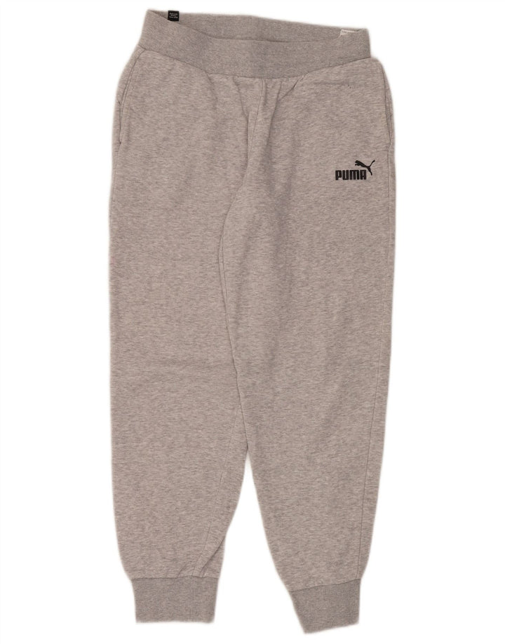 Calça de treino feminina PUMA Joggers UK 10 pequeno cinza manchado de algodão