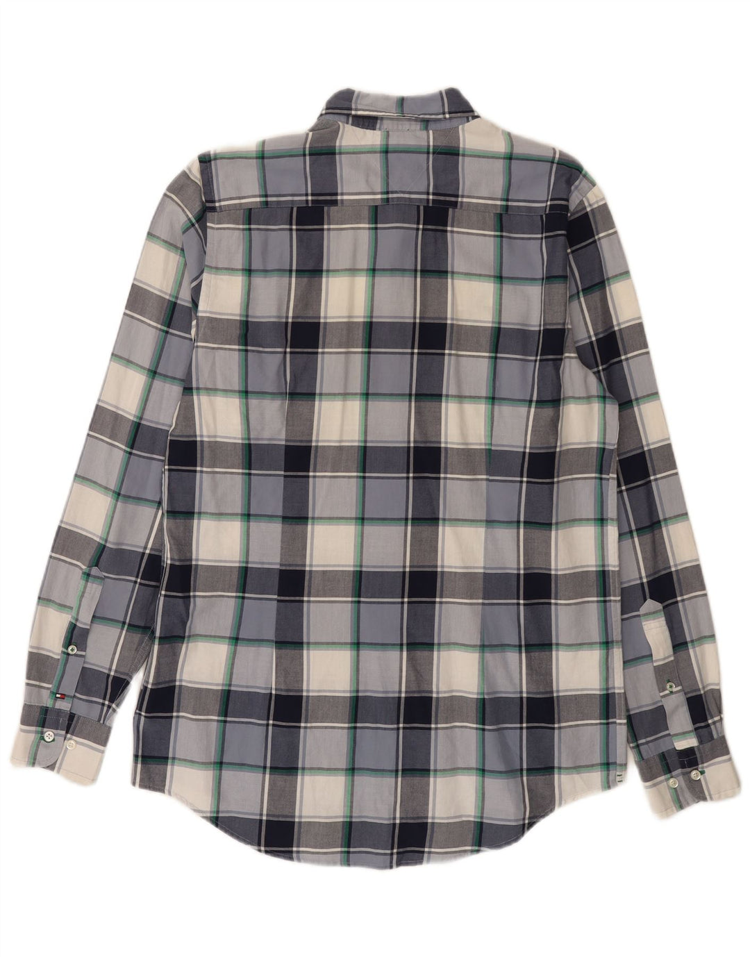 Camisa masculina Tommy Hilfiger Slim Fit grande algodão xadrez azul