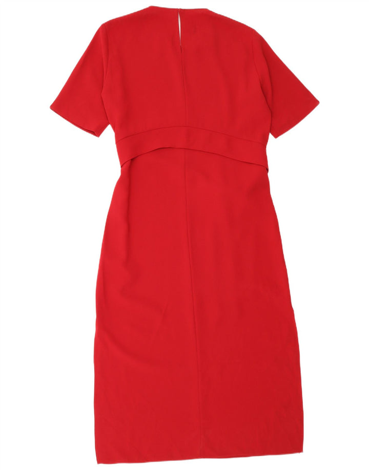 Vestido maxi feminino Zara UK 14 poliéster vermelho médio