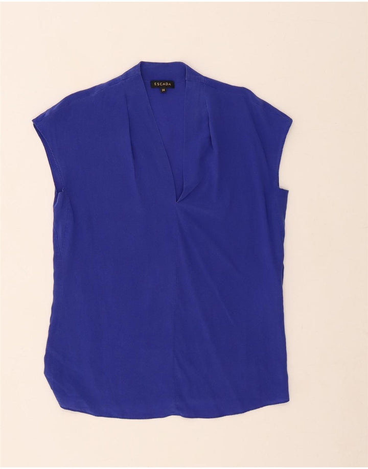ESCADA Blusa Feminina Oversized Top EU 34 XS Azul Seda