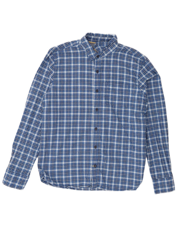 Camisa masculina Fat Face grande algodão xadrez azul