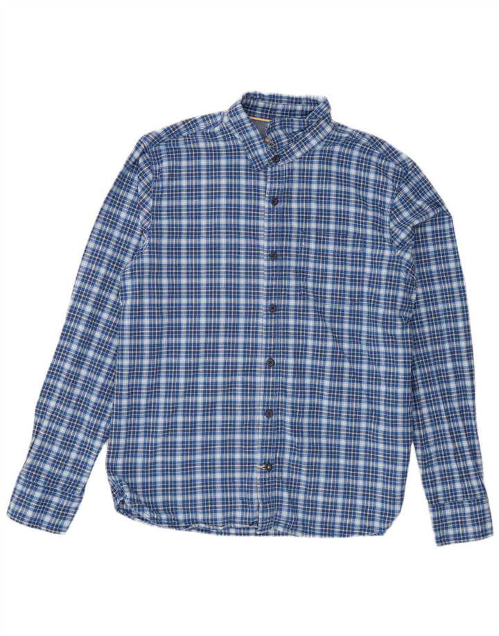 Camisa masculina Fat Face grande algodão xadrez azul