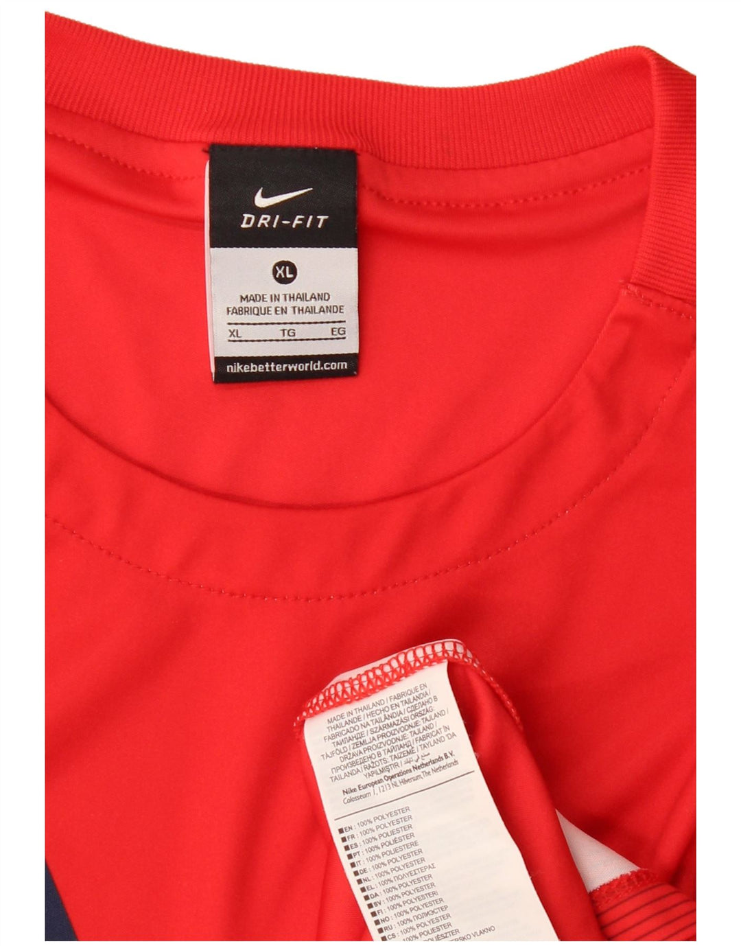NIKE Masculino Dri Fit Top Manga Longa XL Vermelho Colourblock Poliéster