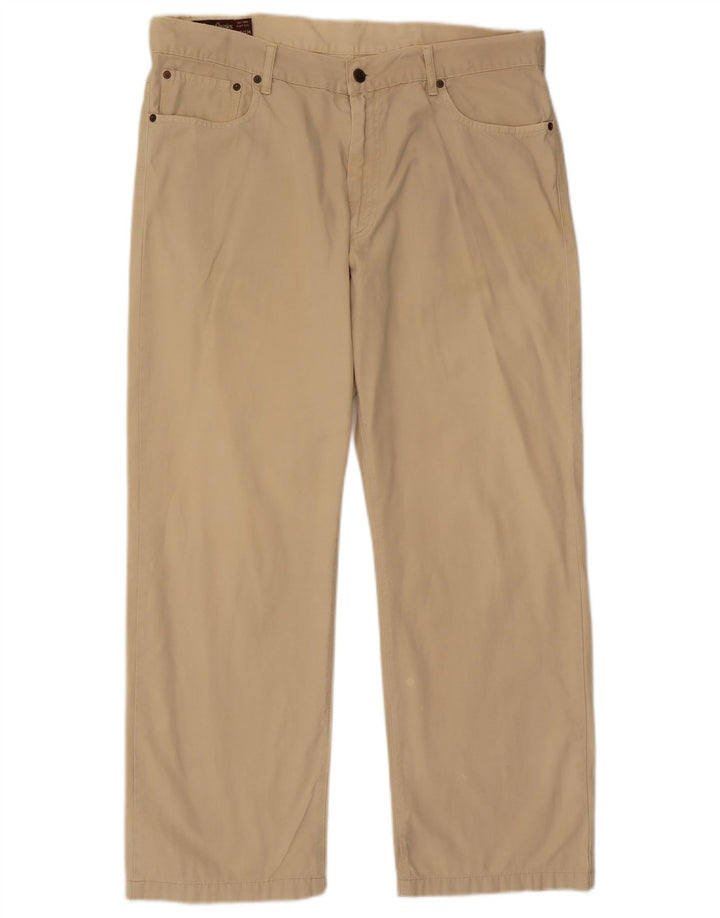 MARLBORO CLASSICS Calça masculina reta casual W38 L29 algodão bege