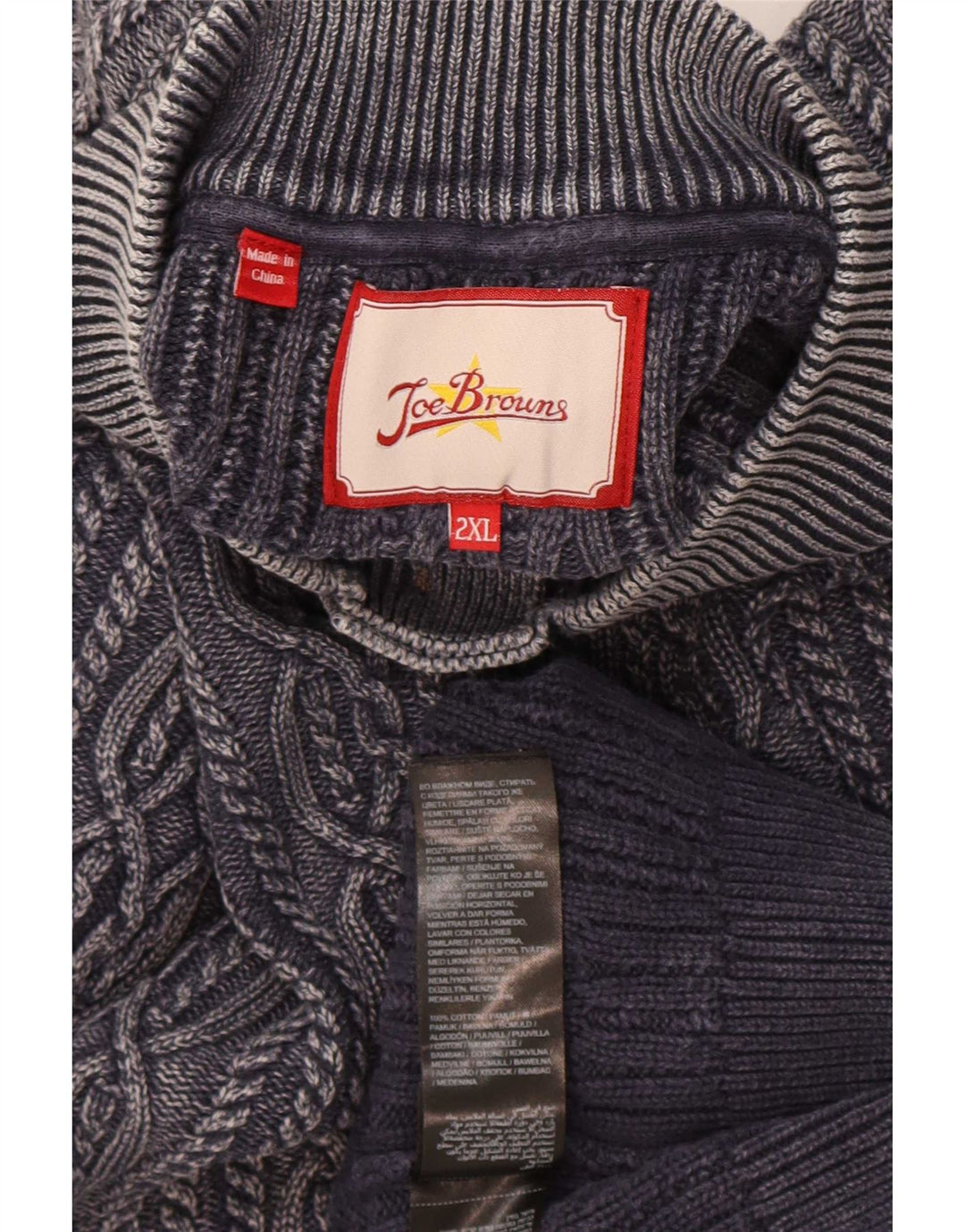 Suéter masculino Joe Browns com gola e botão 2XL algodão cinza