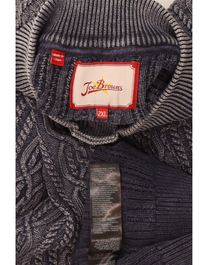 Suéter masculino Joe Browns com gola e botão 2XL algodão cinza