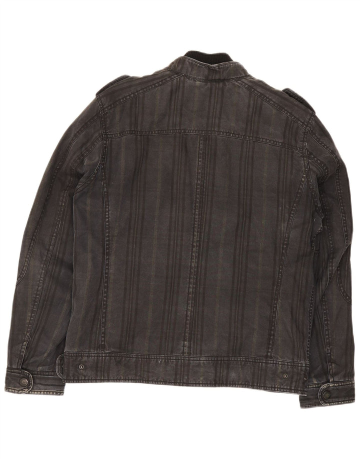 Jaqueta jeans militar masculina Zara UK 40 grande algodão cinza