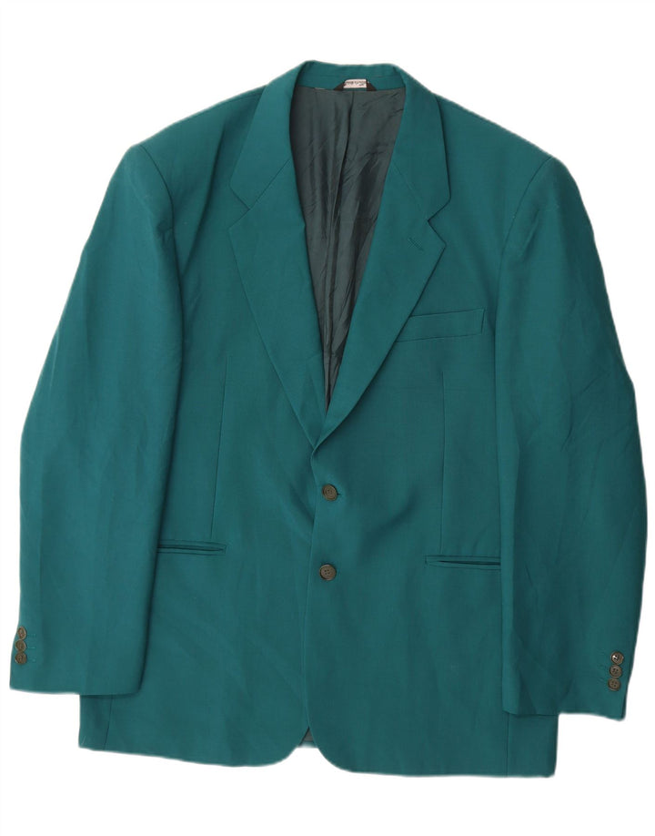 Jaqueta blazer masculina vintage com 2 botões IT 54 2XL lã azul