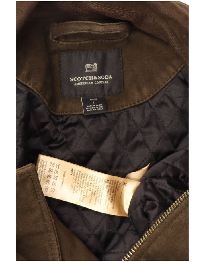Jaqueta masculina de camurça Scotch & Soda Reino Unido 40 grande couro cáqui