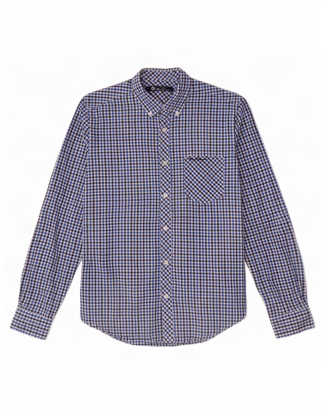 Camisa masculina Ben Sherman pequena algodão guingão azul marinho