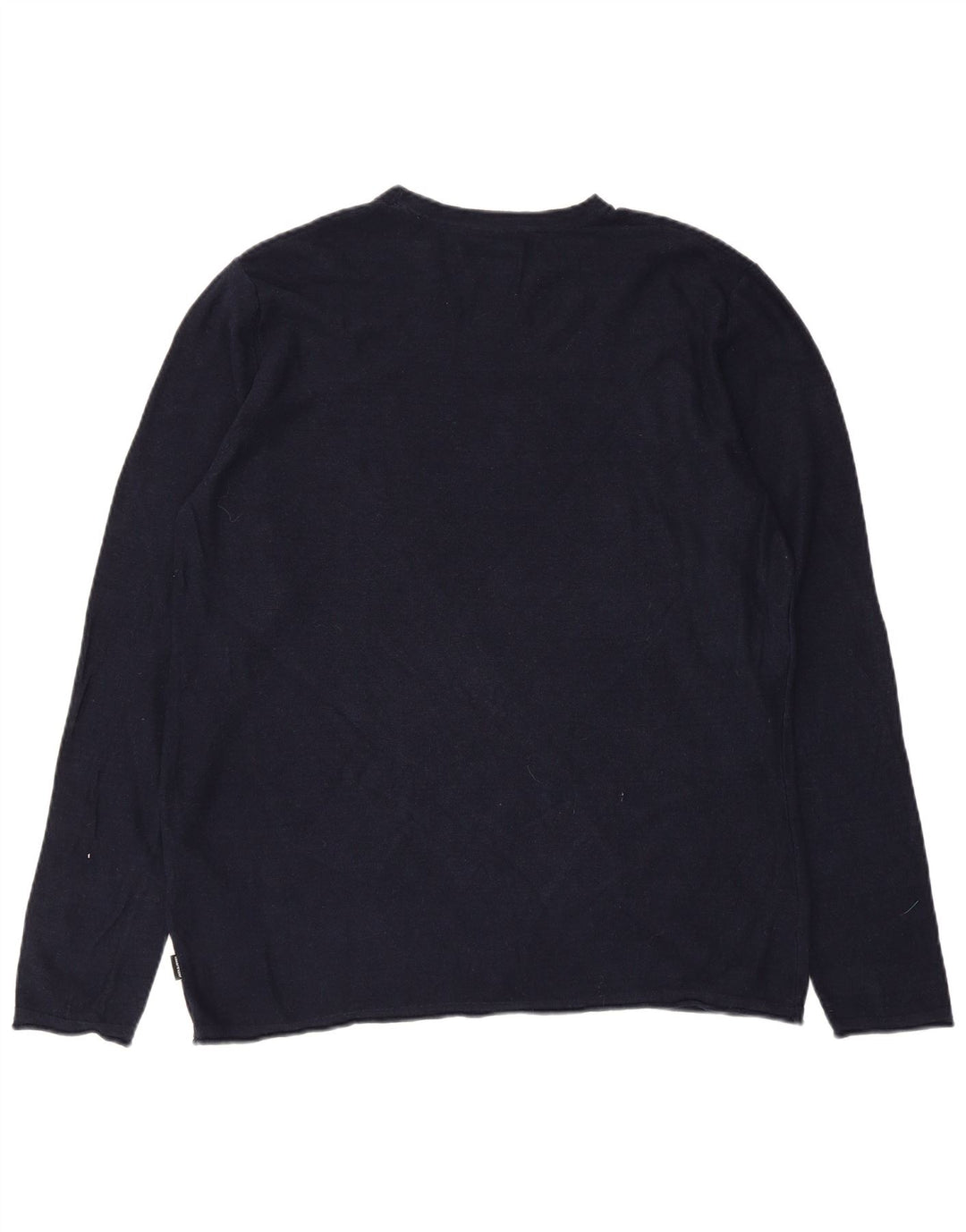 Jack & Jones Camiseta masculina de manga comprida grande algodão azul marinho