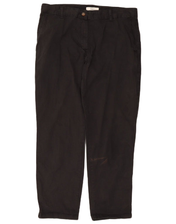 Calça chino reta feminina Marks & Spencer Reino Unido 14 grande W34 L27 preta