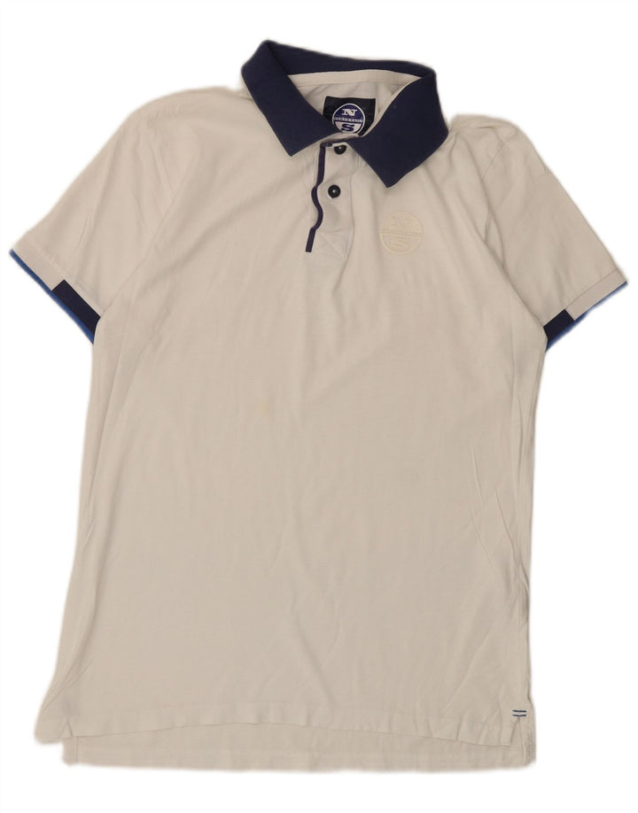 Camisa polo masculina North Sails gráfica média branca