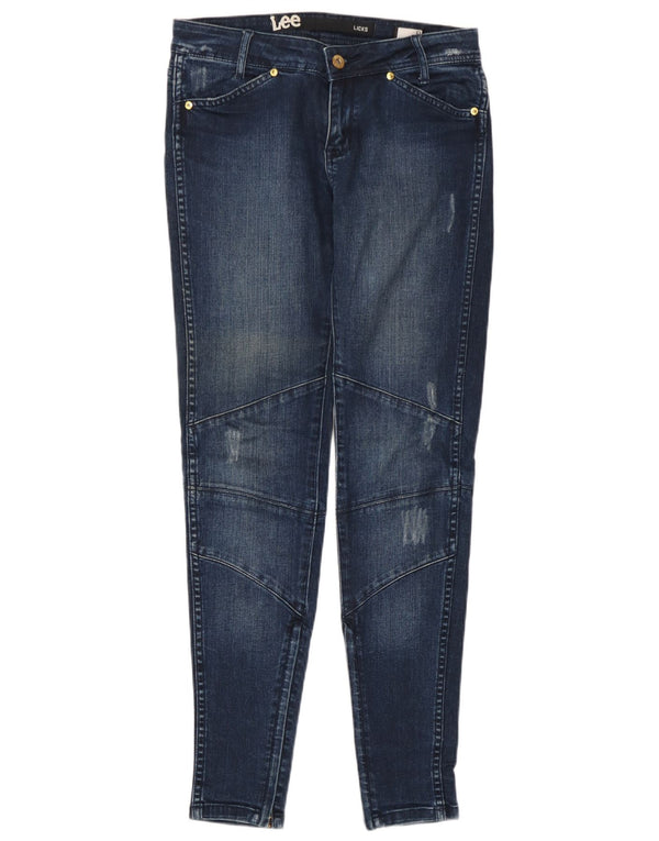 Lee Womens Licks Distressed Jeans Skinny EUA 9 Médio W30 L30 Azul Marinho