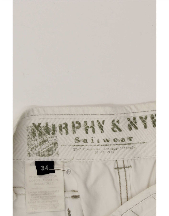 Murphy & Nye Mens Chino Shorts Grande W34 Algodão Branco