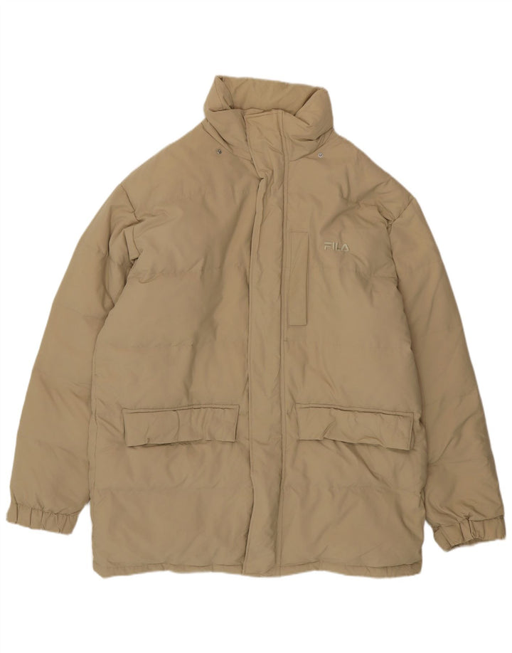 Casaco acolchoado masculino Fila UK 40 grande nylon bege