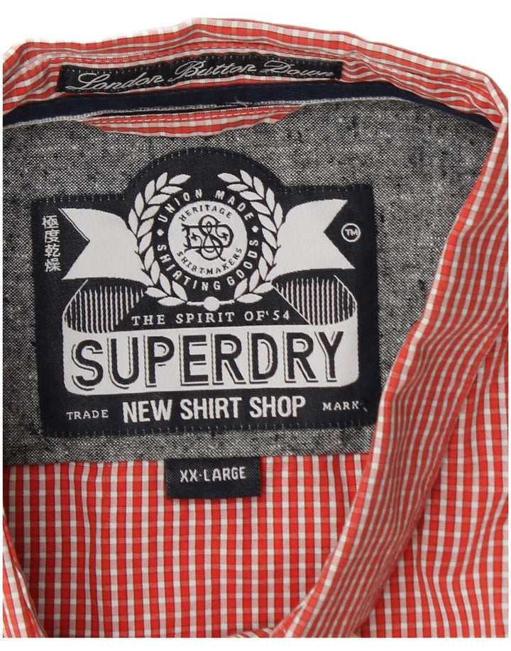 Camisa masculina Superdry de manga curta 2XL algodão vermelho guingão