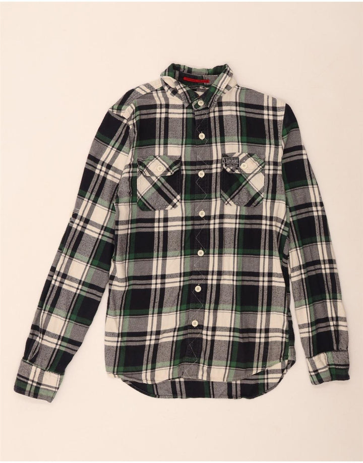 Camisa masculina de flanela Superdry grande algodão xadrez azul marinho