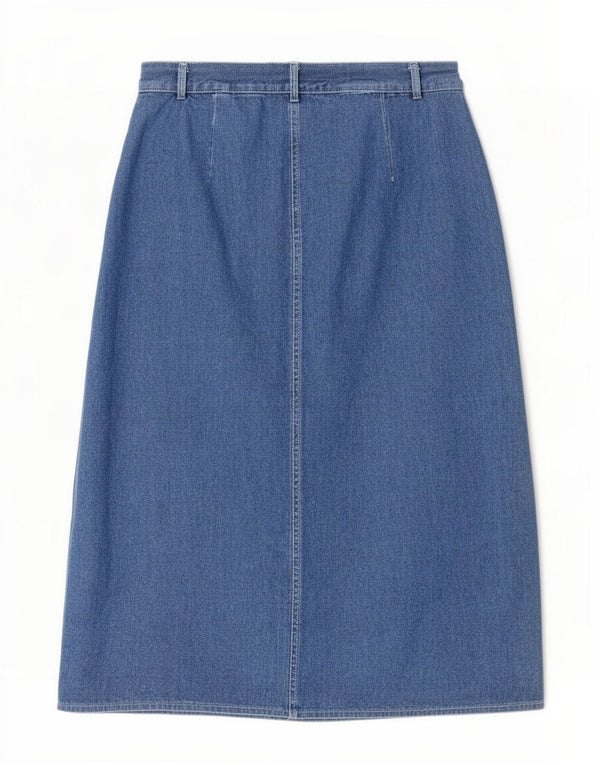 Saia jeans feminina Re & X grande W34 algodão azul