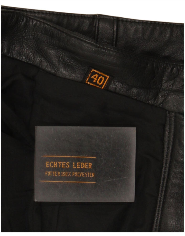 Saia de couro feminina vintage UE 40 médio W30 couro preto