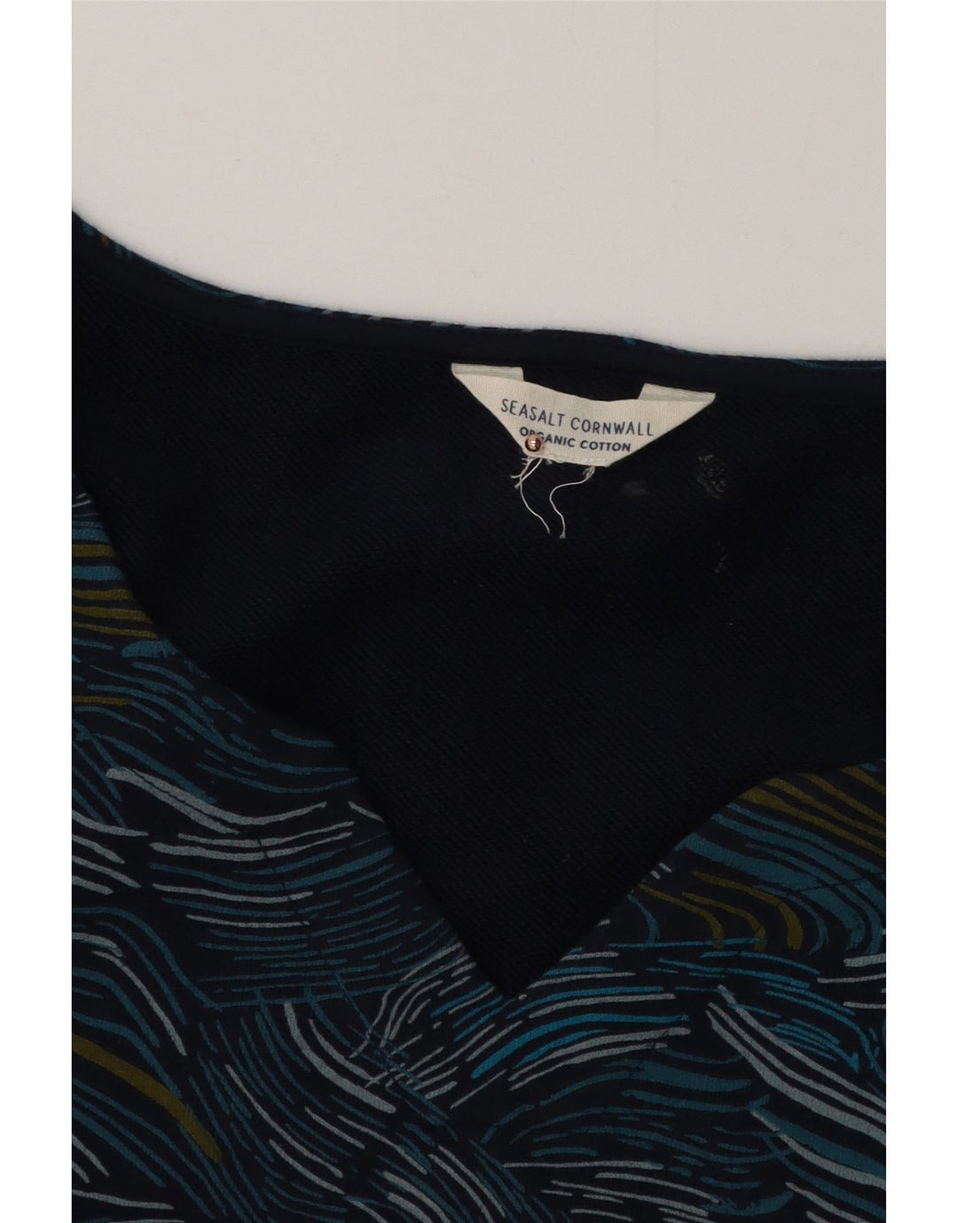 SEASALT CORNWALL Vestido feminino com padrão abstrato em mudança Reino Unido 16 grande azul