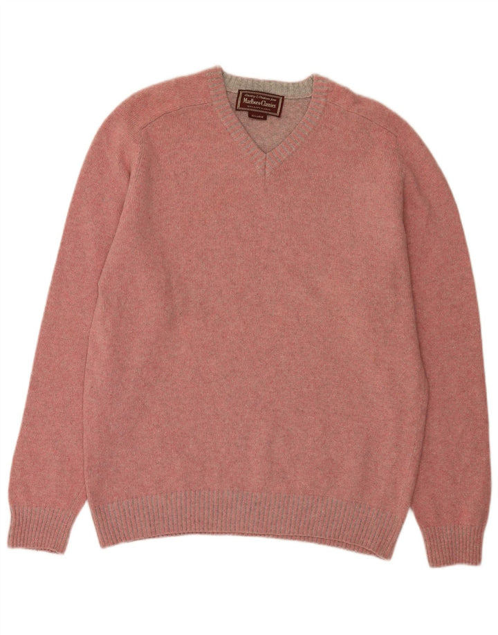 Suéter masculino Marlboro Classics com decote em V 2XL lã rosa