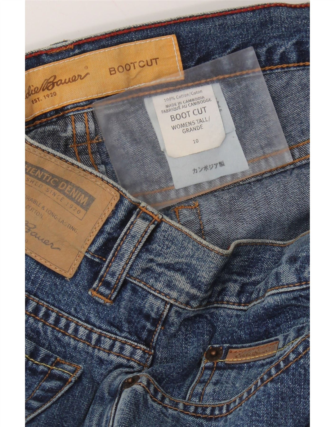 EDDIE BAUER Calça jeans feminina bootcut EUA 10 grande W32 L35 algodão azul