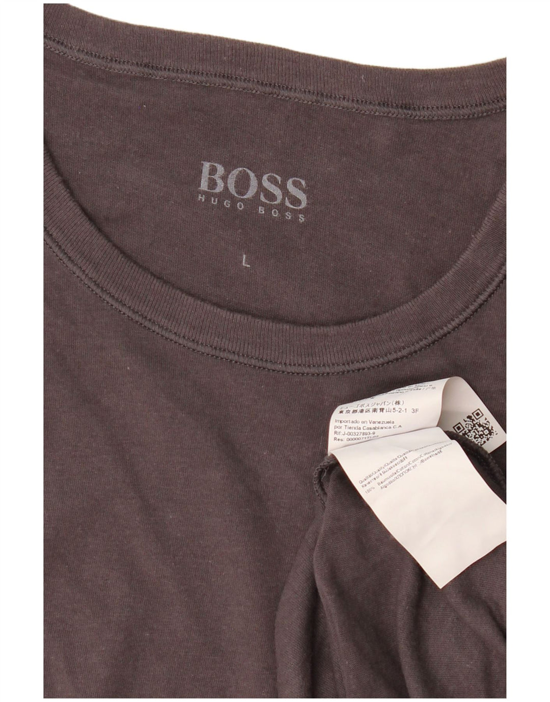 Camiseta masculina HUGO BOSS Top grande algodão cinza