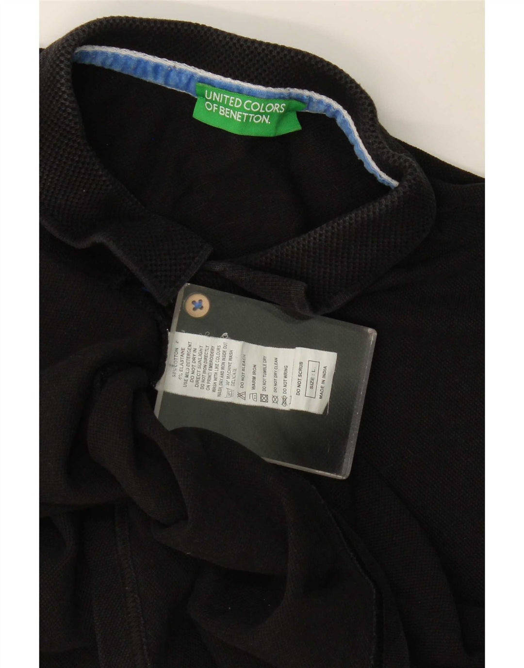 Camisa polo masculina Benetton grande algodão preto