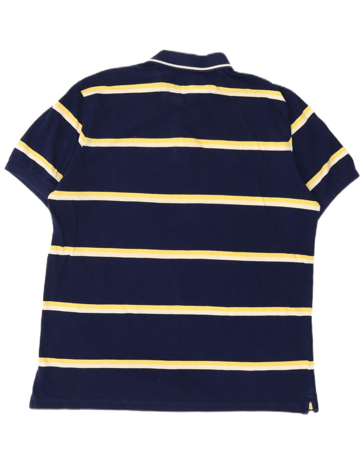 Camisa polo masculina Chaps grande algodão listrado azul marinho