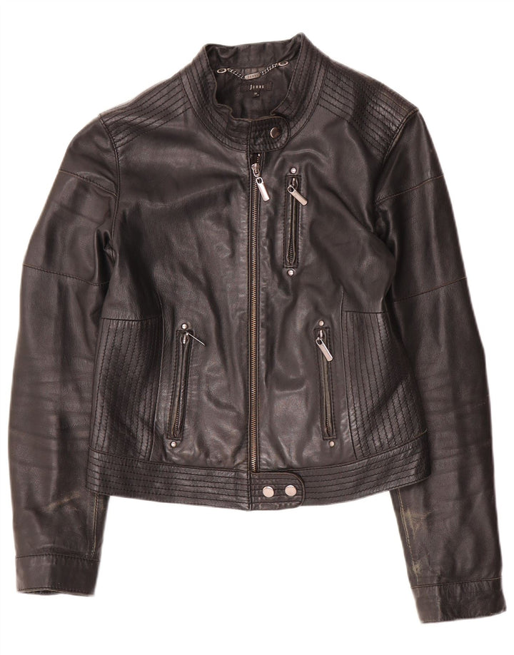 Jaqueta feminina de couro cropped Jones EU 38 couro preto médio