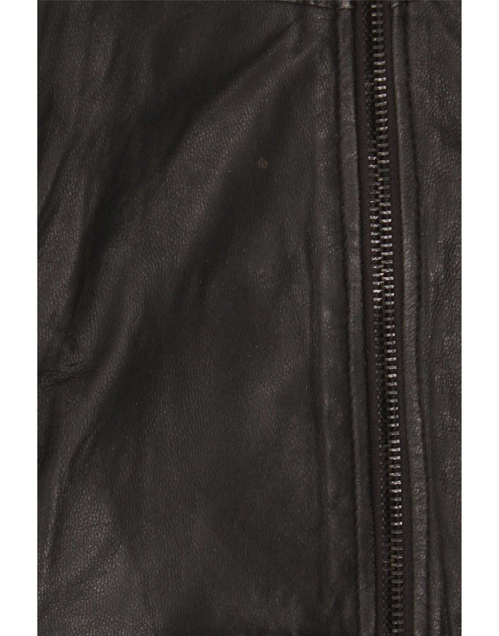 Jaqueta masculina de couro Replay Bomber UK 38 couro preto médio