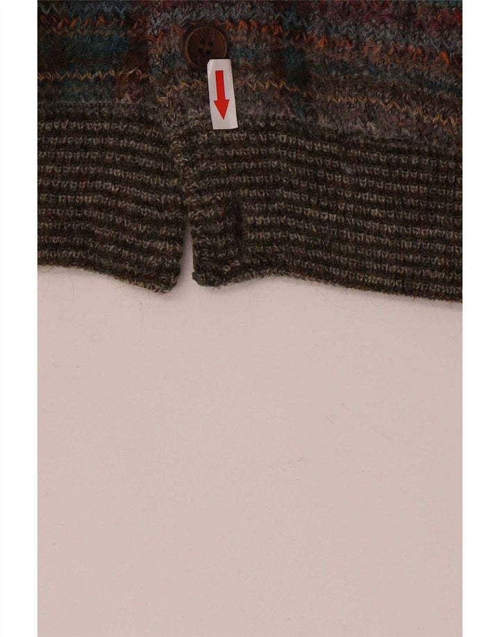 Suéter cardigã masculino vintage IT 52 grande lã xadrez multicolorida