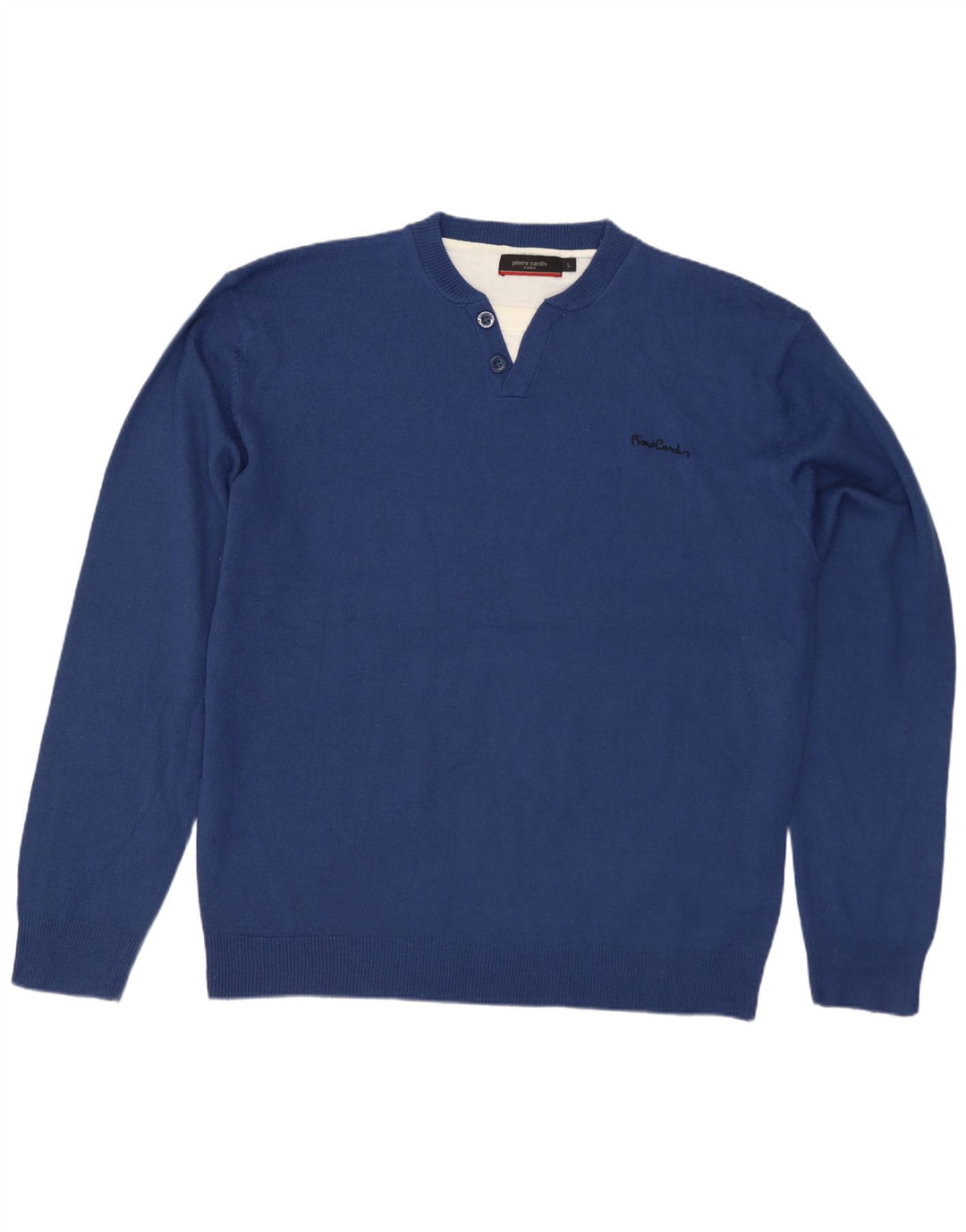 Suéter masculino Pierre Cardin com gola redonda e grande acrílico azul