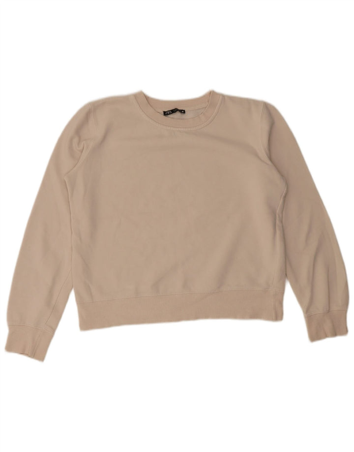 Zara Womens Crop Oversized Moletom Jumper Reino Unido 10 Pequeno Branco