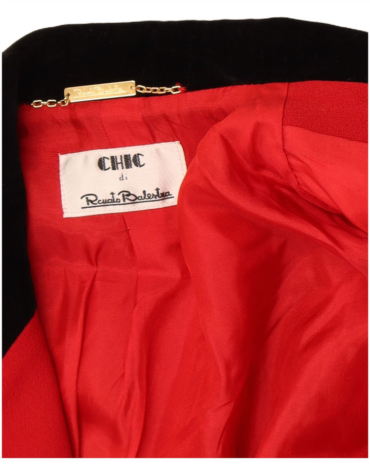 Blazer feminino Renato Balestra chique com 3 botões IT 40 pequeno vermelho clássico