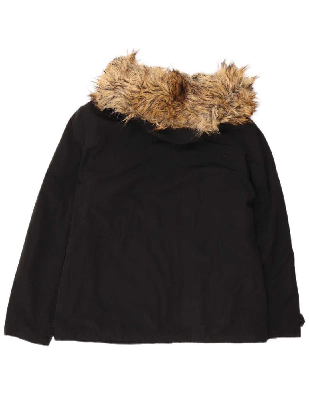 Jaqueta feminina Sherpa Parka com capuz Topshop Reino Unido 16 grande poliéster preto