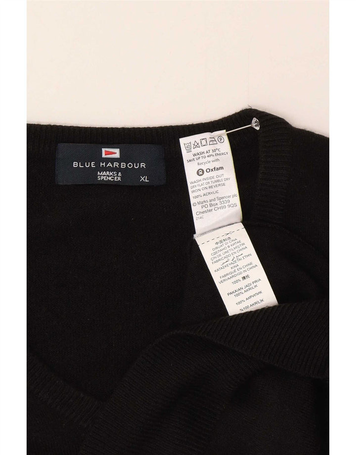 Suéter masculino Marks & Spencer Blue Harbor com decote em V XL preto acrílico