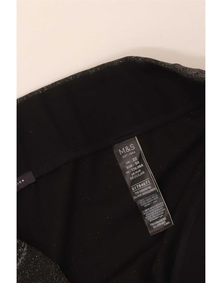 Leggings femininos Marks & Spencer UK 22 3XL poliéster manchado cinza
