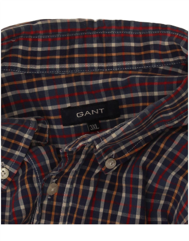 Gant Camisa masculina de manga curta regular fit 3XL xadrez azul