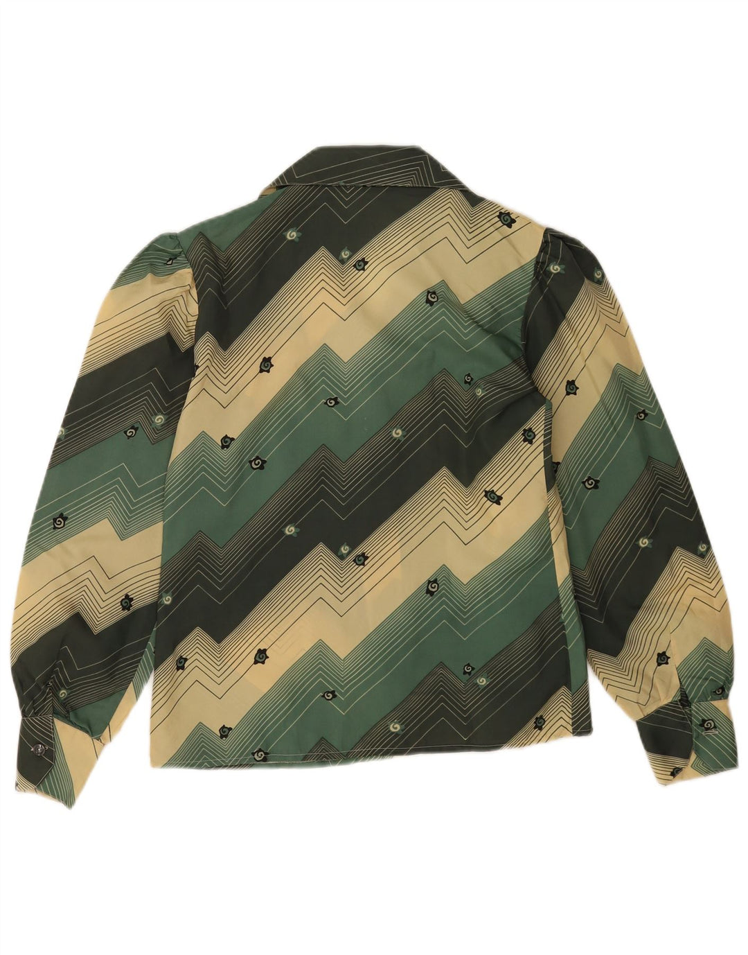 Blusa feminina vintage IT 46 grande verde geométrica