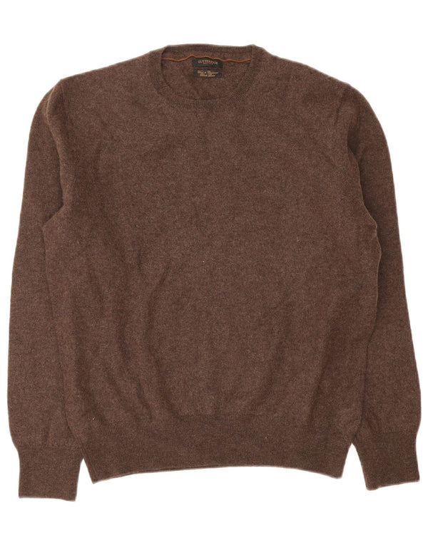 Suéter feminino Gutteridge com gola redonda Reino Unido 18 XL lã marrom