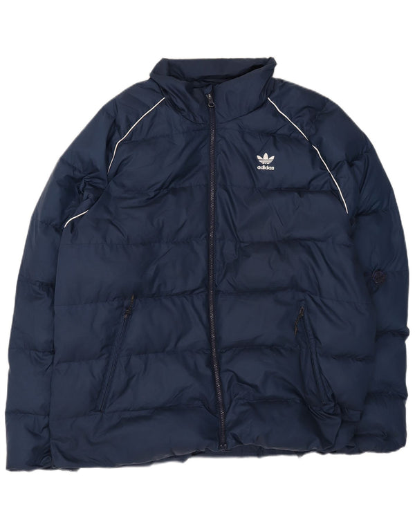 Jaqueta acolchoada masculina Adidas UK 42 XL azul marinho poliéster