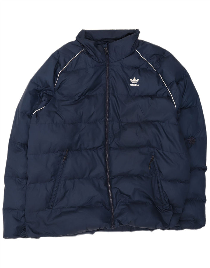 Jaqueta acolchoada masculina Adidas UK 42 XL azul marinho poliéster