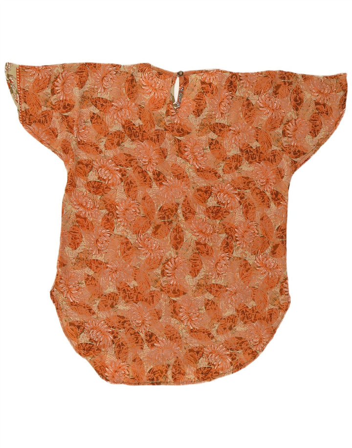 Blusa feminina oversized LAS MAREADAS Reino Unido 10 pequena seda floral laranja