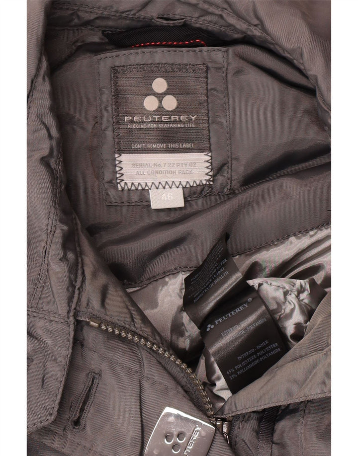 Jaqueta feminina acolchoada com cinto PEUTEREY IT 46 grande cinza poliamida clássica